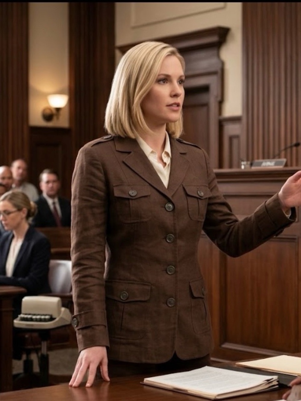 Studio Brown Military-Style Button Blazer